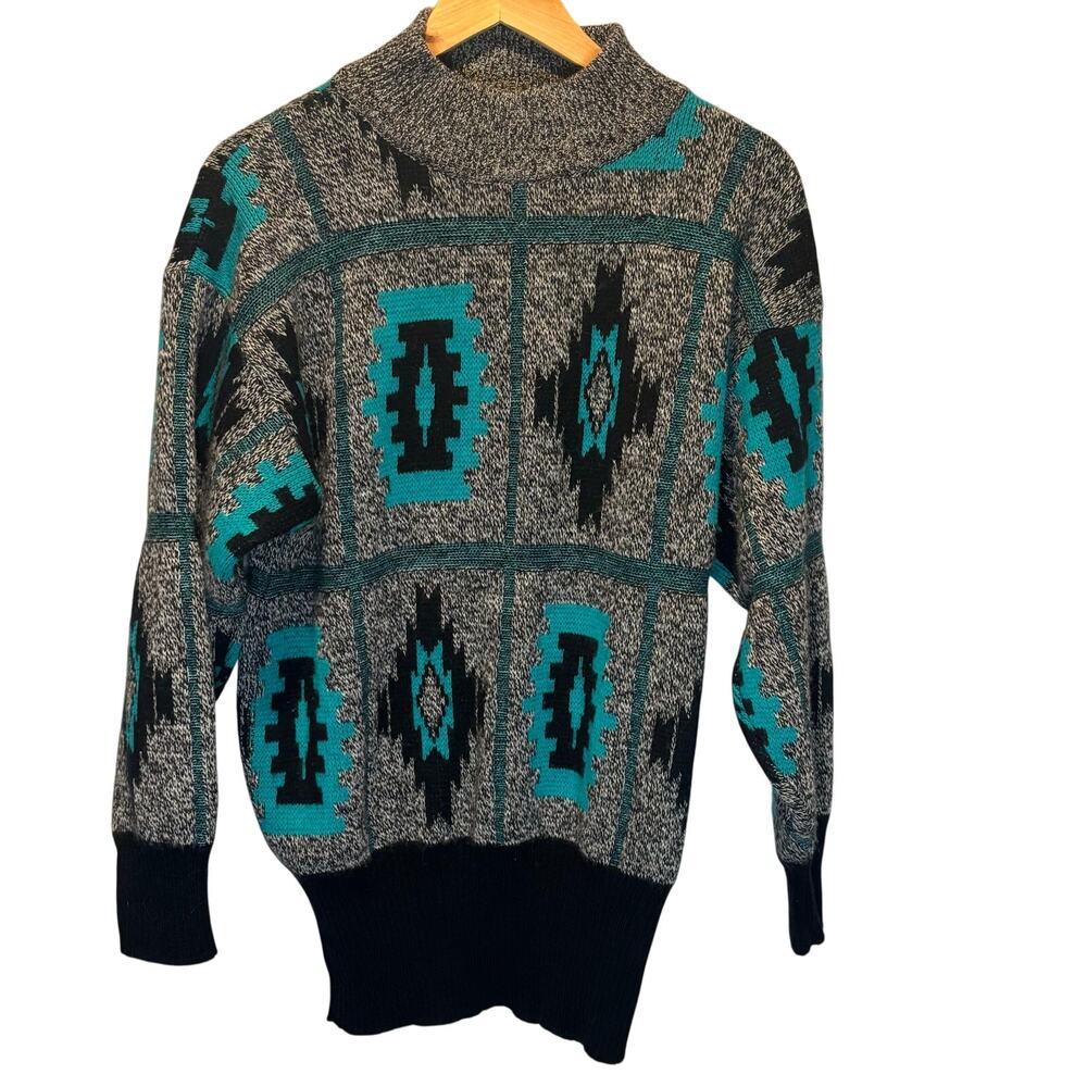 Vintage Amita Aztec Print Wool Blend Sweater - size Medium